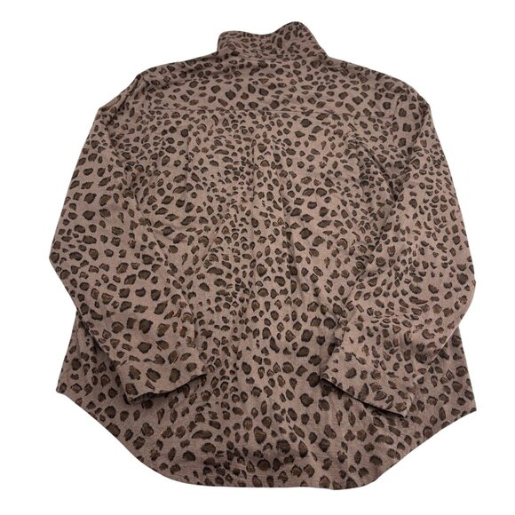 PASSPORTS Silk Leopard Print Button-Up Shirt SIZE Small Long sleeves - Picture 4 of 5